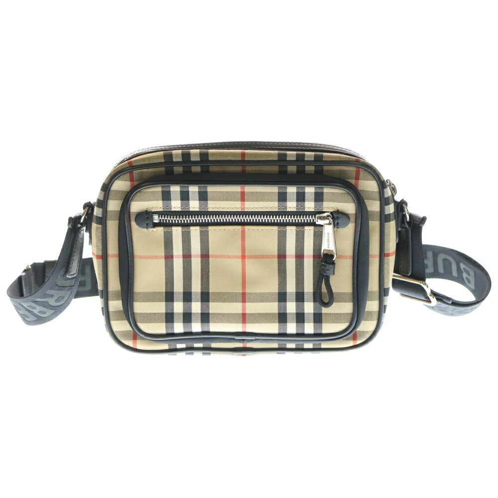 BURBERRY Check Crossbody Bag Canvas Brown